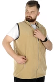 Mode XL Erkek Polar Yelek Dik Yaka Fermuarlı 22549 Bej thumbnail 2