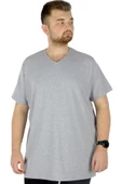 Mode XL Büyük Beden T-Shirt V Yaka Likralı 20150 Grimelanj thumbnail 1