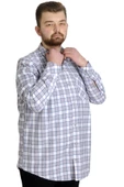 Mode XL Büyük Beden Erkek Gömlek Ekose Uzun Kollu 23300 Beyaz thumbnail 2