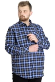 Mode XL Büyük Beden Erkek Gömlek Ekose Uzun Kollu 23300 Siyah thumbnail 2