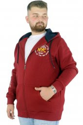 Mode XL Erkek Sweat Kapşonlu Fermuarlı NYC 22520 Bordo - 1