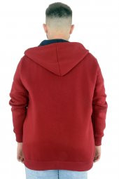 Mode XL Erkek Sweat Kapşonlu Fermuarlı NYC 22520 Bordo - 3