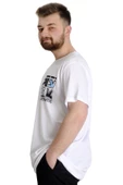 Mode XL Büyük Beden Erkek T-shirt AUTHENTIC 23140 Beyaz thumbnail 3