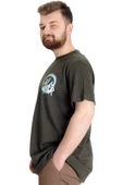 Mode XL Büyük Beden Erkek T-shirt FOREVER 23138 Haki thumbnail 2