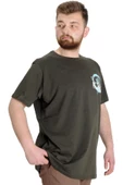 Mode XL Büyük Beden Erkek T-shirt FOREVER 23138 Haki thumbnail 3