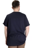 Mode XL Büyük Beden Erkek T-shirt BEST SCORE 23134 Lacivert thumbnail 4