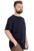 Mode XL Büyük Beden Erkek T-shirt BEST SCORE 23134 Lacivert thumbnail 3