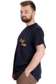 Mode XL Büyük Beden Erkek T-shirt BEST SCORE 23134 Lacivert thumbnail 2