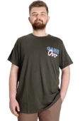 Mode XL Büyük Beden Erkek T-shirt GAME OVER 23130 Haki thumbnail 1