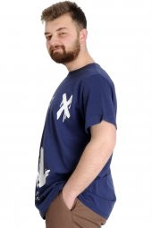 Mode XL Büyük Beden Erkek T-shirt UVELLE SAISON 23112 İndigo - 2