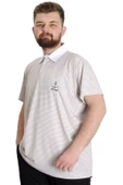 Mode XL Büyük Beden Erkek T-shirt Polo Yaka Çizgili KAGI 23340 Kahverengi thumbnail 2