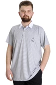 Mode XL Büyük Beden Erkek T-shirt Polo Yaka Çizgili KAGI 23340 Antramelanj thumbnail 1