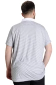 Mode XL Büyük Beden Erkek T-shirt Polo Yaka Çizgili KAGI 23340 Antramelanj thumbnail 4