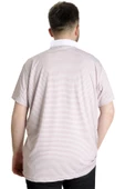 Mode XL Büyük Beden Erkek T-shirt Polo Yaka Çizgili KAGI 23340 Bordo - 4