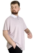 Mode XL Büyük Beden Erkek T-shirt Polo Yaka Çizgili KAGI 23340 Bordo - 3