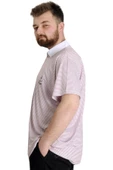 Mode XL Büyük Beden Erkek T-shirt Polo Yaka Çizgili KAGI 23340 Bordo - 2