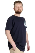 Mode XL Büyük Beden Erkek T-shirt FOREVER 23138 Lacivert - 3