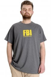 Mode XL Büyük Beden Erkek T-shirt FBI 23127 Antramelanj - 1