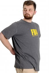 Mode XL Büyük Beden Erkek T-shirt FBI 23127 Antramelanj - 3