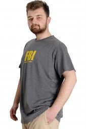 Mode XL Büyük Beden Erkek T-shirt FBI 23127 Antramelanj - 4