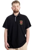 Mode XL Büyük Beden Erkek T-shirt Polo ADVENTURE 23323 Siyah - 1