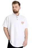 Mode XL Büyük Beden Erkek T-shirt Polo MODE TEAM 23324 Beyaz thumbnail 1
