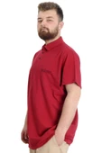 Mode XL Büyük Beden Erkek T-shirt Polo CARPE DIEM 23333 Bordo thumbnail 4