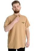 Mode XL Büyük Beden Erkek T-shirt Polo AIRFORCE 23337 Bej thumbnail 1