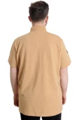 Mode XL Büyük Beden Erkek T-shirt Polo AIRFORCE 23337 Bej thumbnail 4