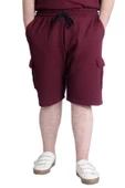 Mode XL Büyük Beden Erkek Şort Kargo Cep WAFFLE 23500 Bordo thumbnail 1