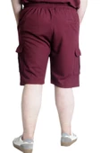Mode XL Büyük Beden Erkek Şort Kargo Cep WAFFLE 23500 Bordo thumbnail 4