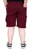 Mode XL Büyük Beden Erkek Şort Kargo Cep WAFFLE 23500 Bordo thumbnail 8