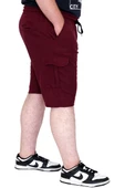 Mode XL Büyük Beden Erkek Şort Kargo Cep WAFFLE 23500 Bordo thumbnail 6