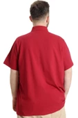 Mode XL Büyük Beden Erkek T-shirt Polo Parçalı SUMMER 23331 Bordo thumbnail 4
