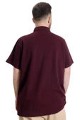 Mode XL Büyük Beden Erkek T-shirt Polo Parçalı FLT 23329 Mürdüm thumbnail 4
