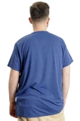Mode XL Büyük Beden Erkek T-shirt V Yaka MUSTANG 23034 Mavi - 4