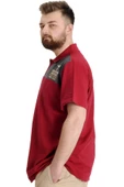 Mode XL Büyük Beden Erkek T-shirt Polo MILITARE 23327 Bordo - 3