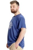 Mode XL Büyük Beden Erkek T-shirt V Yaka MUSTANG 23034 Mavi - 3