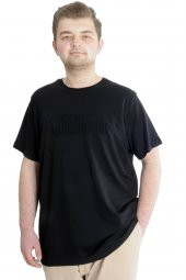 Mode XL Büyük Beden Erkek T-shirt NO MORE 23117 Siyah - 1