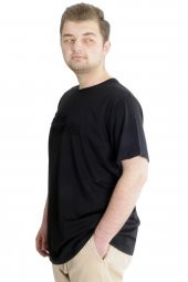 Mode XL Büyük Beden Erkek T-shirt NO MORE 23117 Siyah - 3