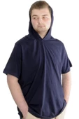 Mode XL Büyük Beden Erkek T-shirt Kapşonlu Kısa Kol 23118 Lacivert thumbnail 1