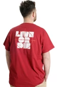 Mode XL Büyük Beden Erkek T-shirt LIVE OR DIE 23124 Bordo - 2
