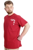 Mode XL Büyük Beden Erkek T-shirt PRINT 23203 Bordo - 2