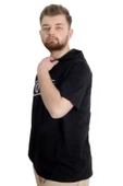 Mode XL Büyük Beden Erkek T-shirt Kapşonlu TOXIC 23119 Siyah - 3