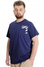 Mode XL Büyük Beden Erkek T-shirt PRINT 23203 İndigo - 1