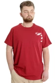 Mode XL Büyük Beden Erkek T-shirt PRINT 23203 Bordo - 1