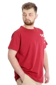 Mode XL Büyük Beden Erkek T-shirt PRINT 23203 Bordo - 3