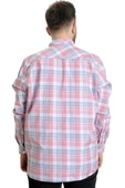 Mode XL Büyük Beden Erkek Gömlek Ekose Uzun Kollu 23300 Koyu Pembe - 4