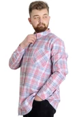 Mode XL Büyük Beden Erkek Gömlek Ekose Uzun Kollu 23300 Koyu Pembe - 2