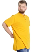 Mode XL Büyük Beden Erkek T-shirt Hakim Yaka MD LOGO 22326 Hardal thumbnail 2